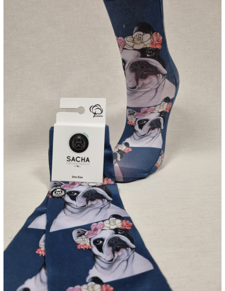 CALCETINES SIMPATICOS DE MUJER CON DIBUJO BULLDOG & FRIDA KAHLO