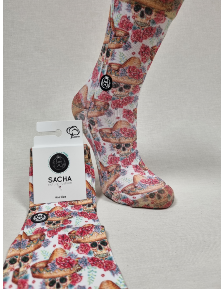 CALCETINES MOLONES DE MUJER CON CALAVERAS CATRINAS
