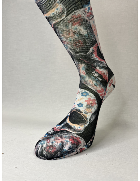 CALCETINES MOLONES DE MUJER CARAVERAS CON FLORES