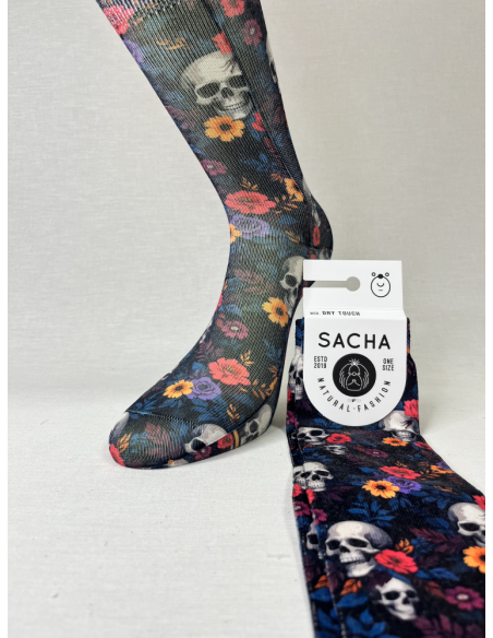 CALCETIN INFORMAL DE MUJER CALAVERAS Y ROSAS