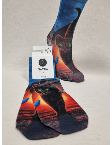CALCETINES INFORMALES DE MUJER CON ORIGINAL DIBUJO DE UN GATO