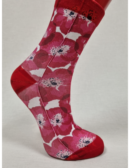 CALCETINES ORIGINALES DE MUJER CON FLORES ROJAS