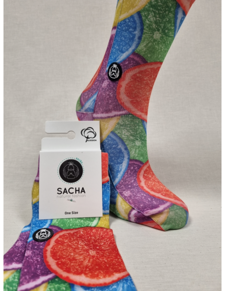 CALCETINES DIVERTIDOS DE MUJER CON NARANJAS DE COLORES