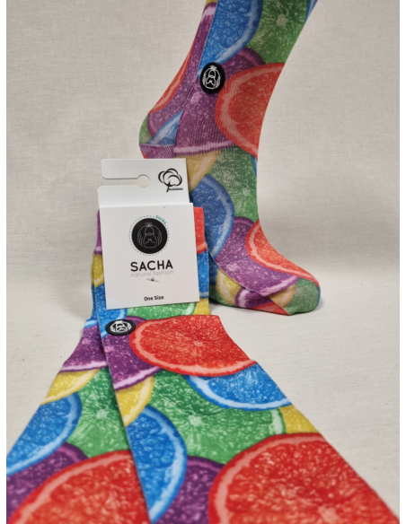 CALCETINES DIVERTIDOS DE MUJER CON NARANJAS DE COLORES