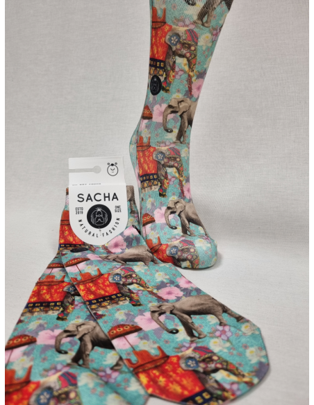 CALCETINES HAPPY DE MUJER DIBUJO ELEFANTES