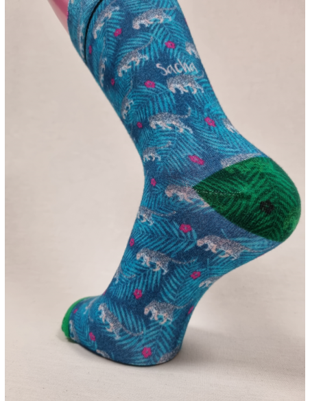 CALCETINES DIVERTIDOS DE HOMBRE EN BAMBU TIGRE EN LA SELVA