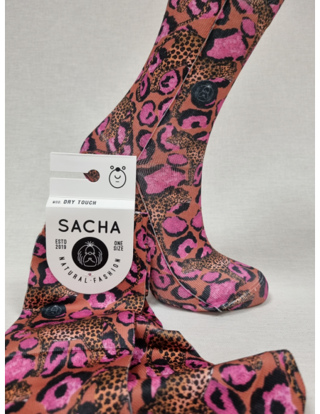 CALCETINES MOLONES DE MUJER ANIMAL PRINT ROSA