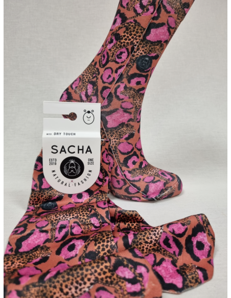 CALCETINES MOLONES DE MUJER ANIMAL PRINT ROSA