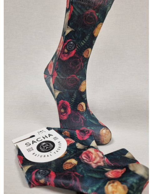 CALCETINES DE MUJER PREMIUM CON ROSAS