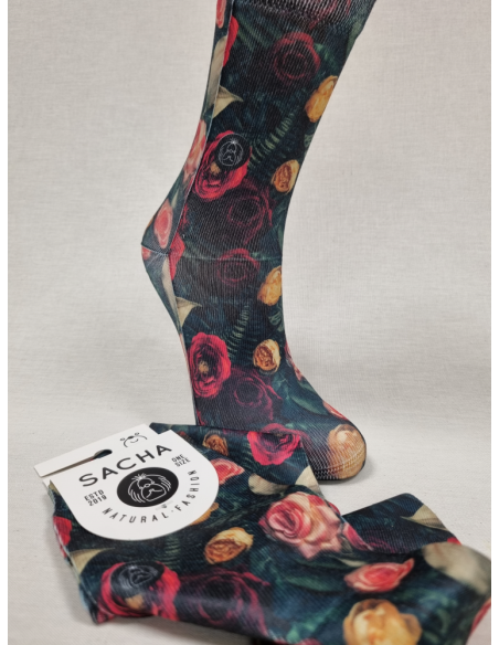 CALCETINES DE MUJER PREMIUM CON ROSAS