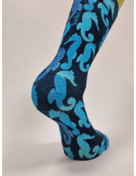 CALCETINES IDEALES DE HOMBRE EN BAMBU DIBUJO CABALLITOS DE MAR