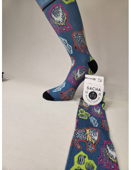 CALCETINES IDEALES DE HOMBRE BAMBU CON DISEÑO SELVA.