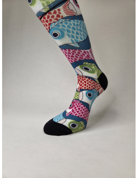 CALCETINES COMODOS DE HOMBRE BAMBU CON PECES.