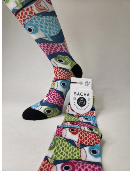 CALCETINES COMODOS DE HOMBRE BAMBU CON PECES.