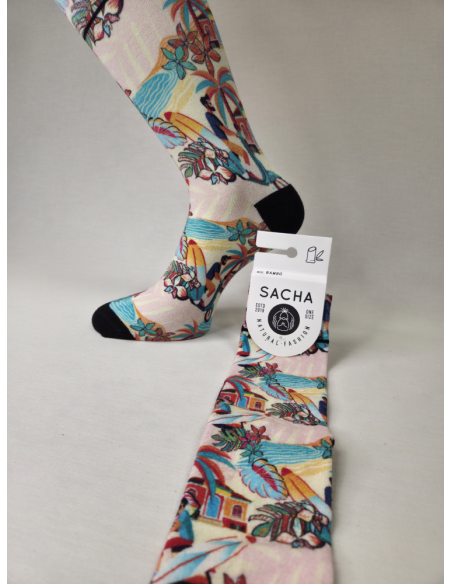 CALCETINES SORPRENDENTES DE HOMBRE EN BAMBU CON POSTCARD VINTAGE.