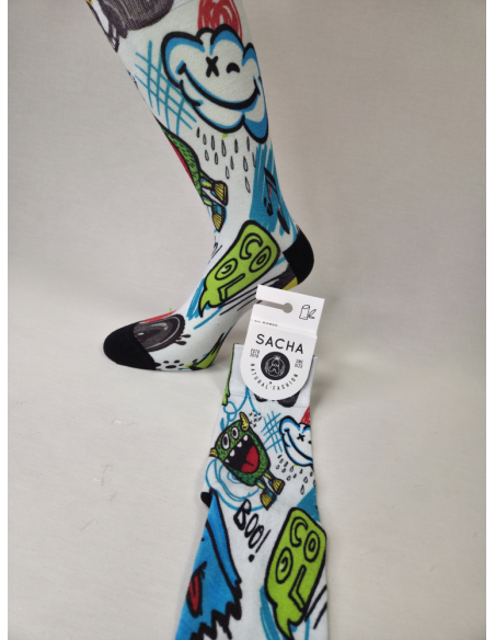 CALCETINES ALUCINANTES DE HOMBRE DE BAMBU CON MONSTRUITOS TIERNOS.