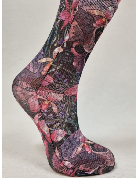 CALCETINES ORIGINALES DE MUJER CON CALAVERAS Y FLORES