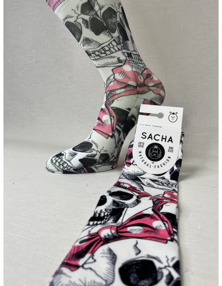 CALCETIN ATREVIDO DE MUJER CALAVERAS CON LAZO