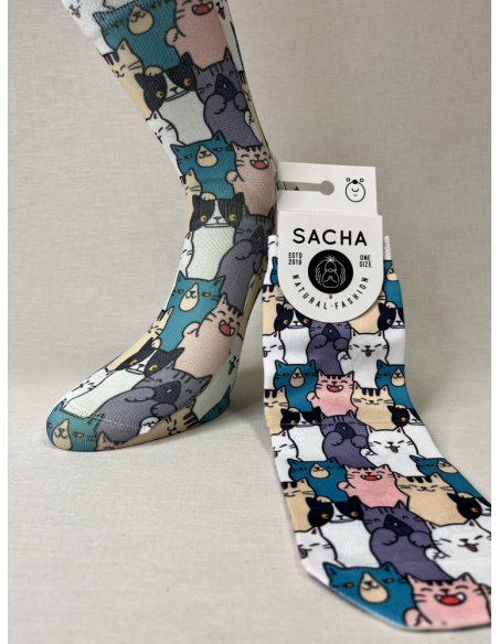 CALCETIN ATREVIDO DE MUJER GATOS ANIMADOS