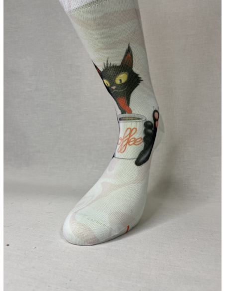 CALCETINES DIVERTIDOS DE MUJER CON COFFE CAT.