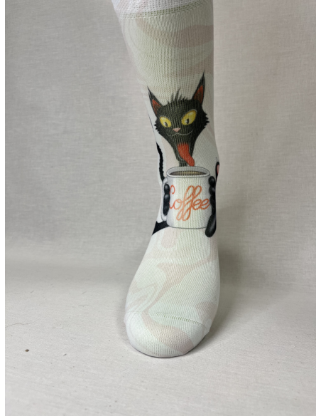 CALCETINES DIVERTIDOS DE MUJER CON COFFE CAT.