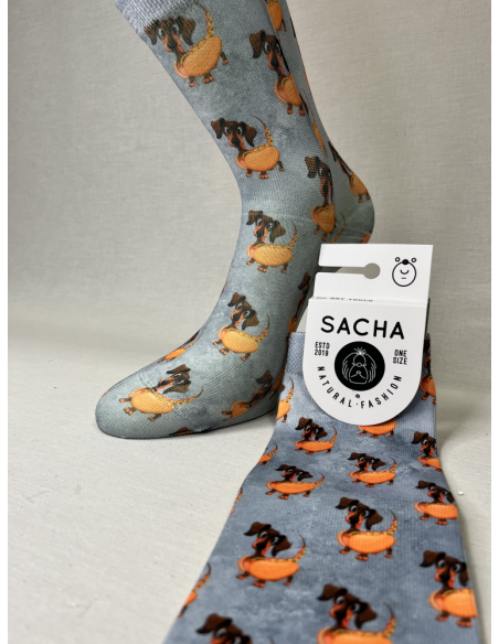 CALCETINES UNICOS DE MUJER CON PERRO SALCHICHA