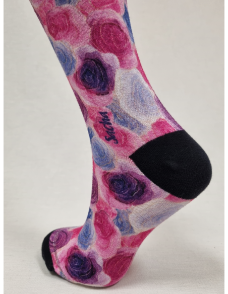 CALCETINES PREMIUM DE BAMBU PARA MUJER CON FLORES ROSAS
