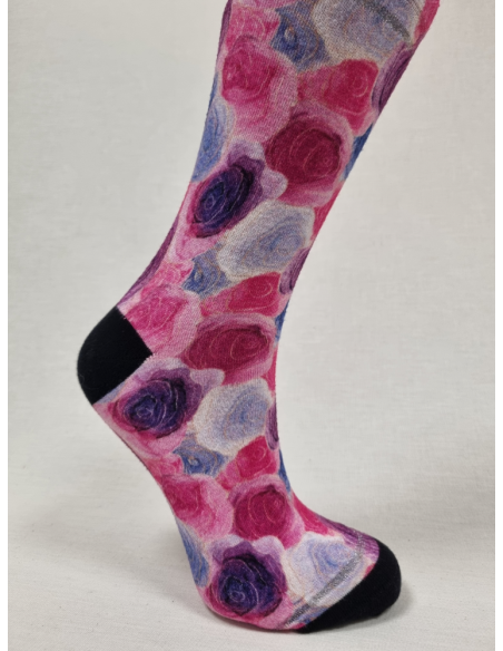 CALCETINES PREMIUM DE BAMBU PARA MUJER CON FLORES ROSAS