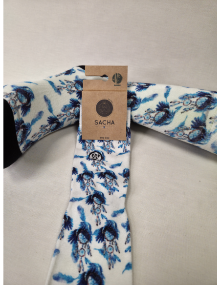 CALCETINES ORIGINALES DE MUJER DE BAMBU CON ATRAPASUEÑOS AZULES.