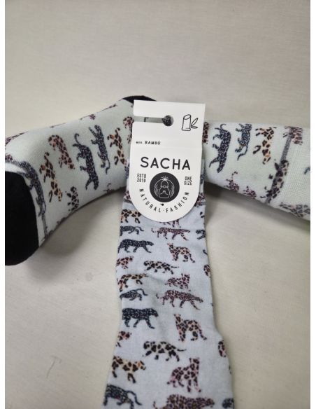 CALCETINES DIVERTIDOS DE MUJER DE BAMBU CON PANTERAS.