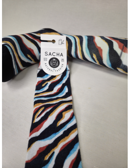 CALCETINES ATREVIDOS DE MUJER EN BAMBU CON CEBRA NEON DESENFRENADA.