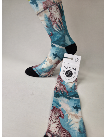 CALCETINES GRACIOSOS DE MUJER EN BAMBU DE LEOPARDO.