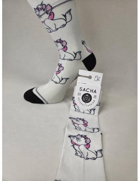 CALCETINES DIVERTIDOS DE MUJER EN BAMBU CON GATITAS.
