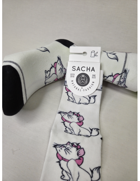 CALCETINES DIVERTIDOS DE MUJER EN BAMBU CON GATITAS.