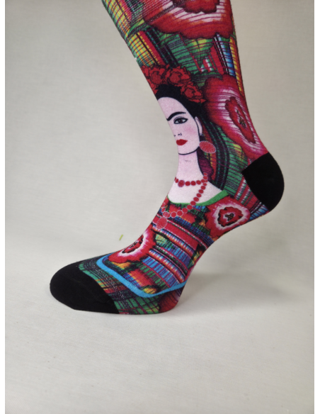 CALCETINES ORIGINALES DE MUJER DE BAMBU CON FRIDA KAHLO.