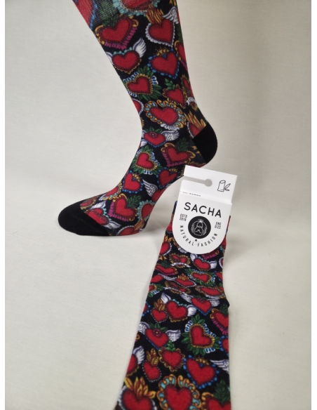 CALCETINES DIVERTIDOS DE MUJER EN BAMBU CON CORAZONES Y PASION.