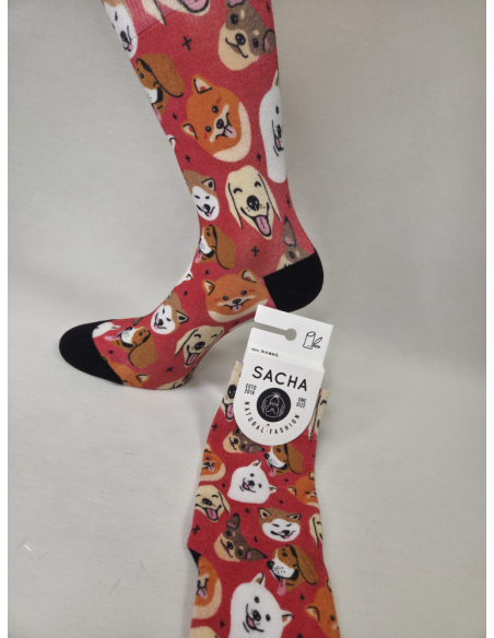 CALCETINES IDEALES DE MUJER EN BAMBU CON PERRITOS.