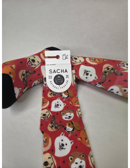 CALCETINES IDEALES DE MUJER EN BAMBU CON PERRITOS.