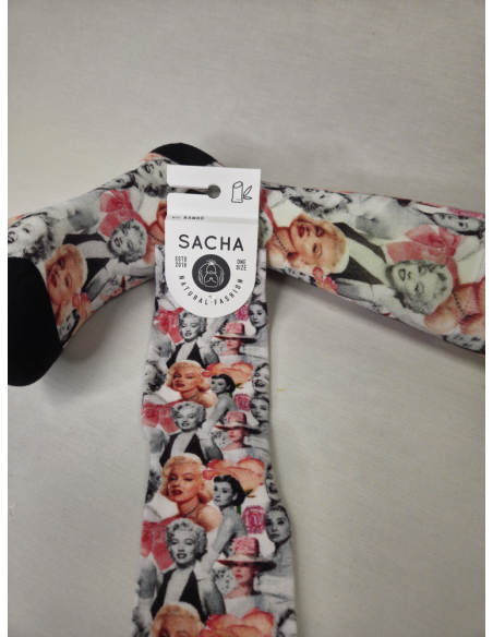 CALCETINES ATREVIDOS DE MUJER EN BAMBU CON GRANDES ICONOS DEL CINE CLASICO.