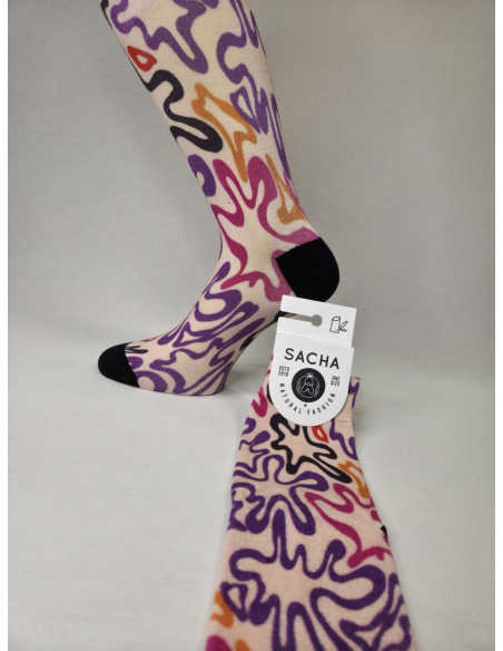 CALCETINES IDEALES DE MUJER BAMBU CON LABERINTO PSICODELICO.