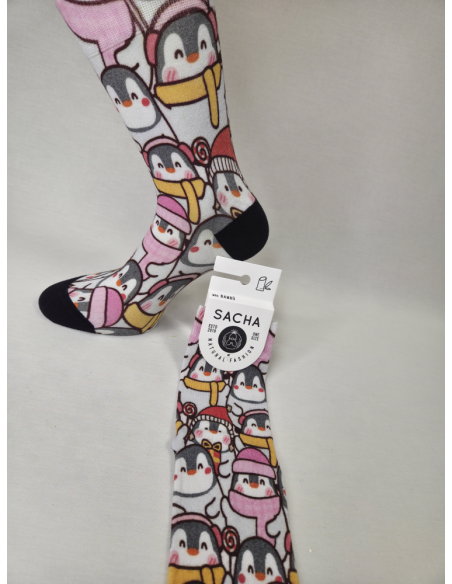 CALCETINES UNICOS DE MUJER BAMBU CON PINGÜINOS.