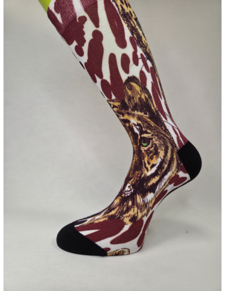 CALCETINES ATREVIDOS DE MUJER BAMBU CON CARAS DE LEOPARDO.