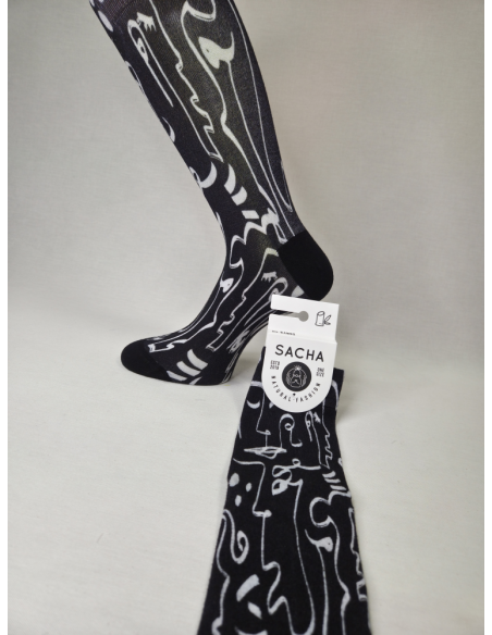 CALCETINES DIVERTIDOS DE MUJER BAMBU CON CARAS MINIMALISTAS.