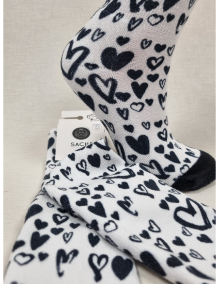 CALCETINES CARIÑOSOS DE MUJER EN ALGODON DISEÑO CORAZONES