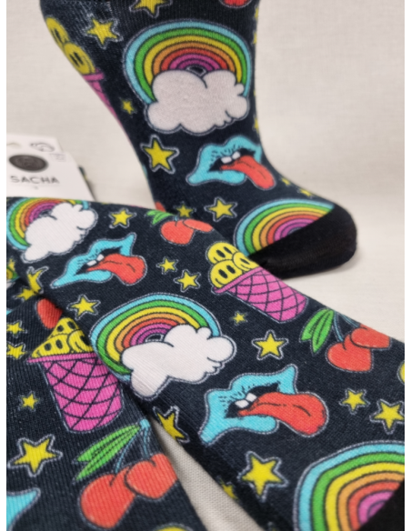 CALCETINES DIVERTIDOS DE MUJER DE ALGODON DIBUJOS AÑOS 60