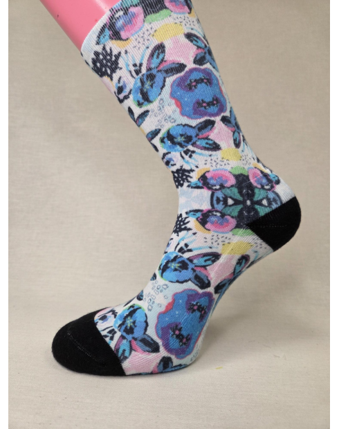 CALCETIN MOLON DE MUJER CON FLORES Y...