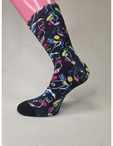 CALCETIN ORIGINAL DE MUJER CON CARAS ABSTRACTAS