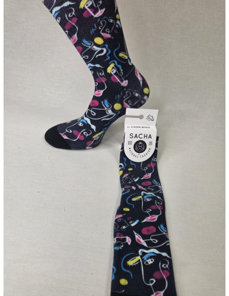 CALCETIN ORIGINAL DE MUJER CON CARAS ABSTRACTAS