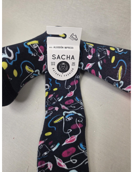 CALCETIN ORIGINAL DE MUJER CON CARAS ABSTRACTAS