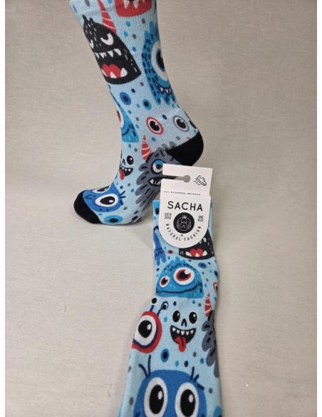 CALCETIN COMODO DE MUJER CON MONSTRUITOS